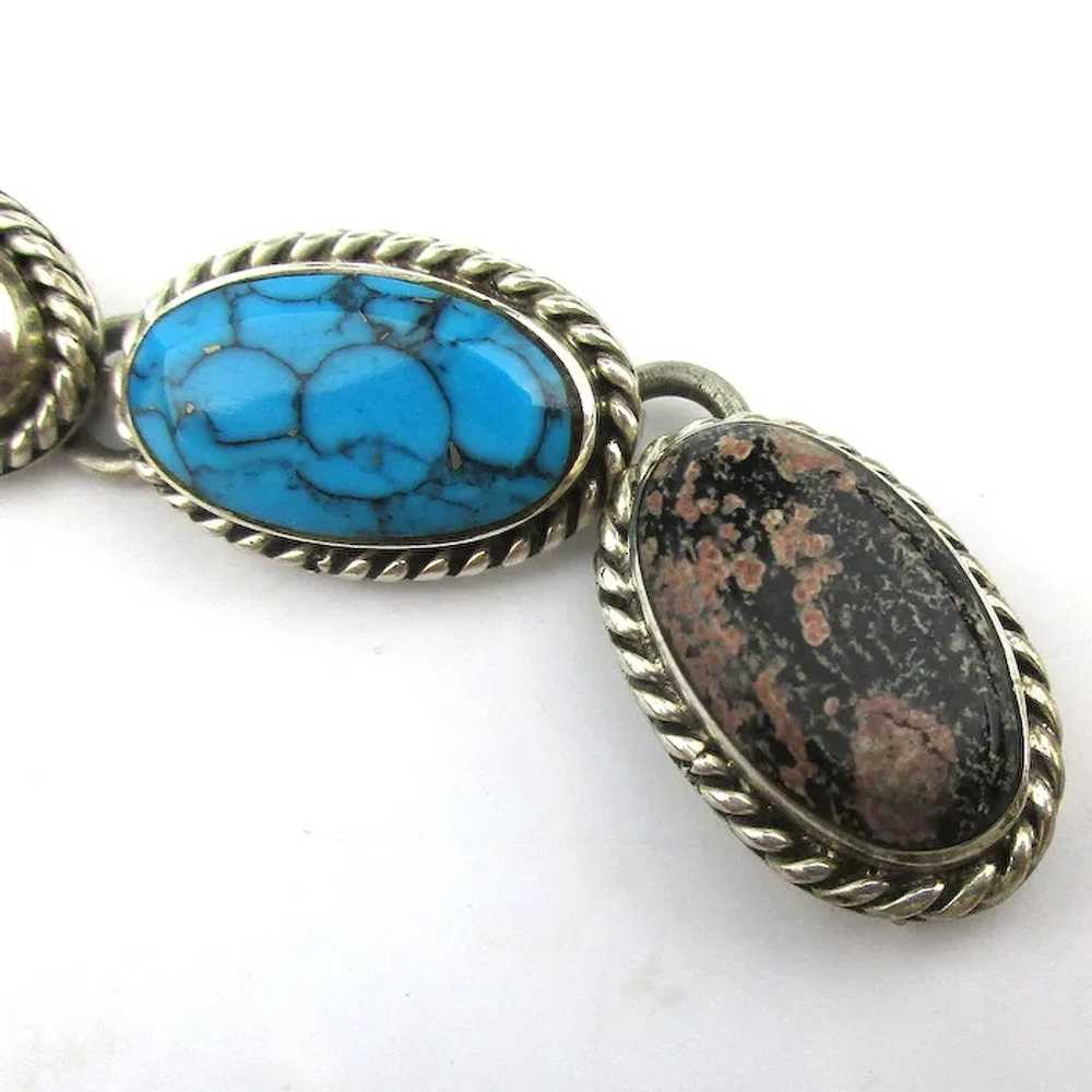 Signed SAUL 925 Mexican Stones in Sterling Link B… - image 6