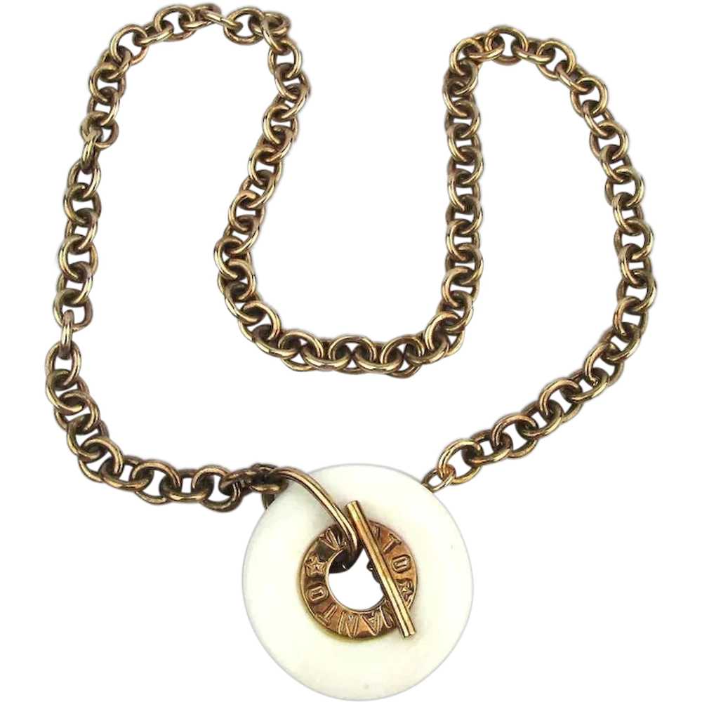 Vintage VANTO Gold on Sterling Silver Necklace En… - image 1