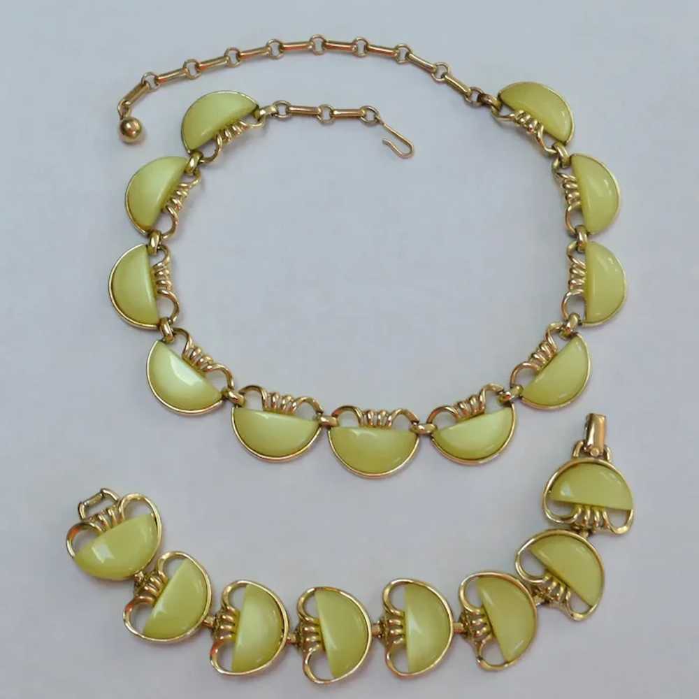 CORO Yellow Moonglow Necklace and Bracelet Set - image 2