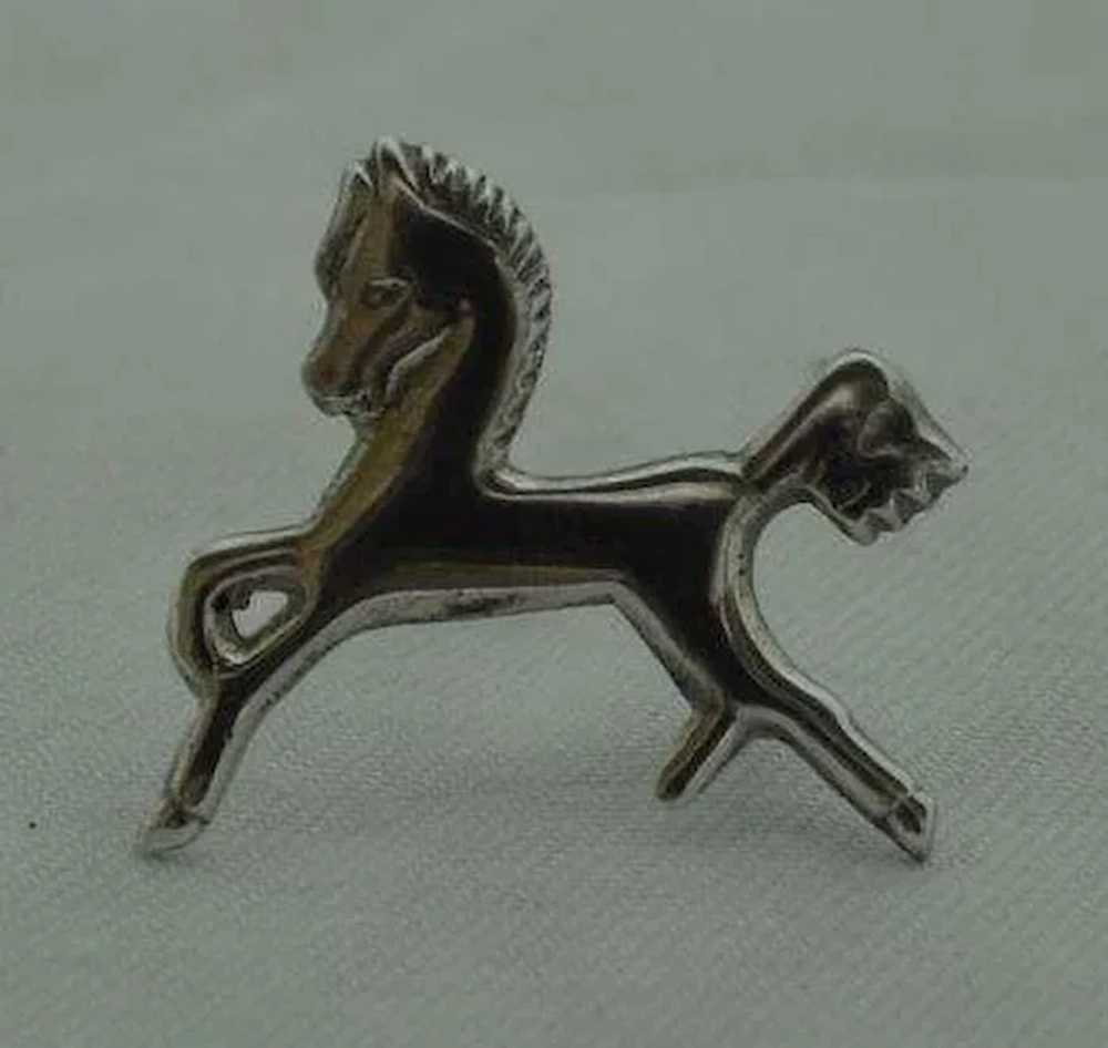 Vintage STERLING Horse Brooch Pin - image 2