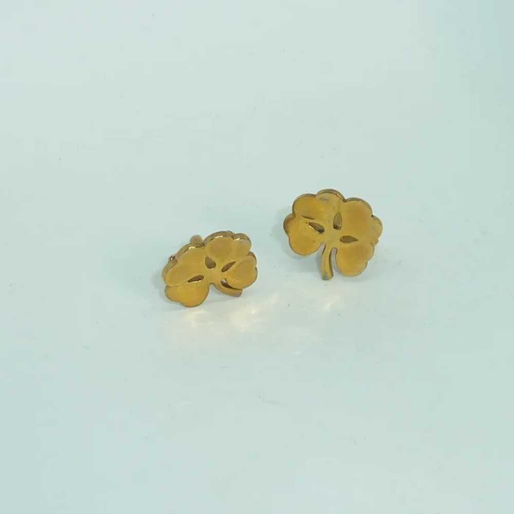 Swank Gold Tone 4 Leaf Clover Cuff Links Cufflinks - image 2