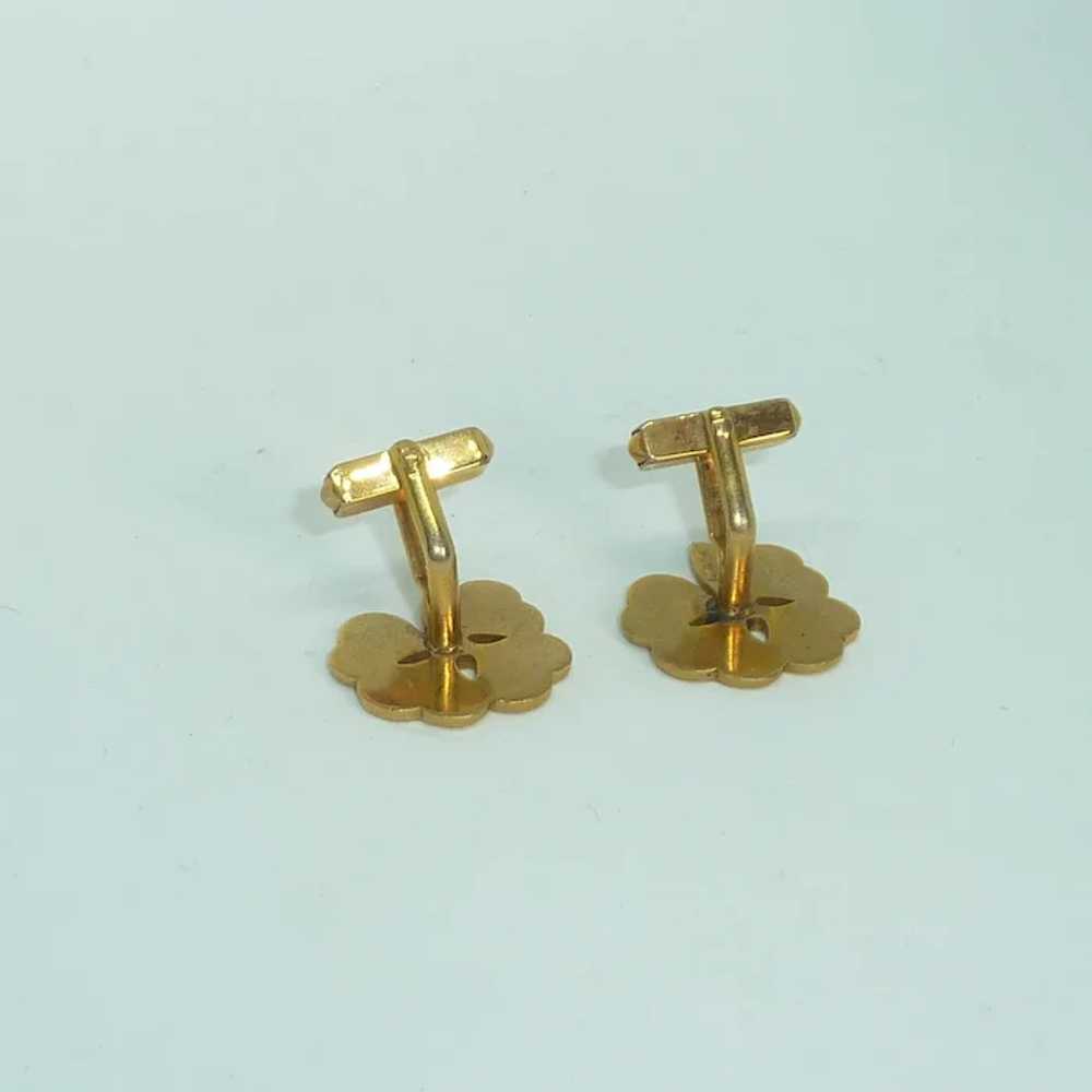 Swank Gold Tone 4 Leaf Clover Cuff Links Cufflinks - image 3