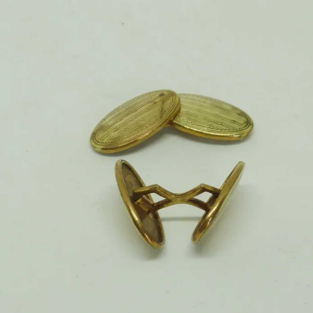 Oval Double Sided Gold Tone Cufflinks Cuff Links - image 3