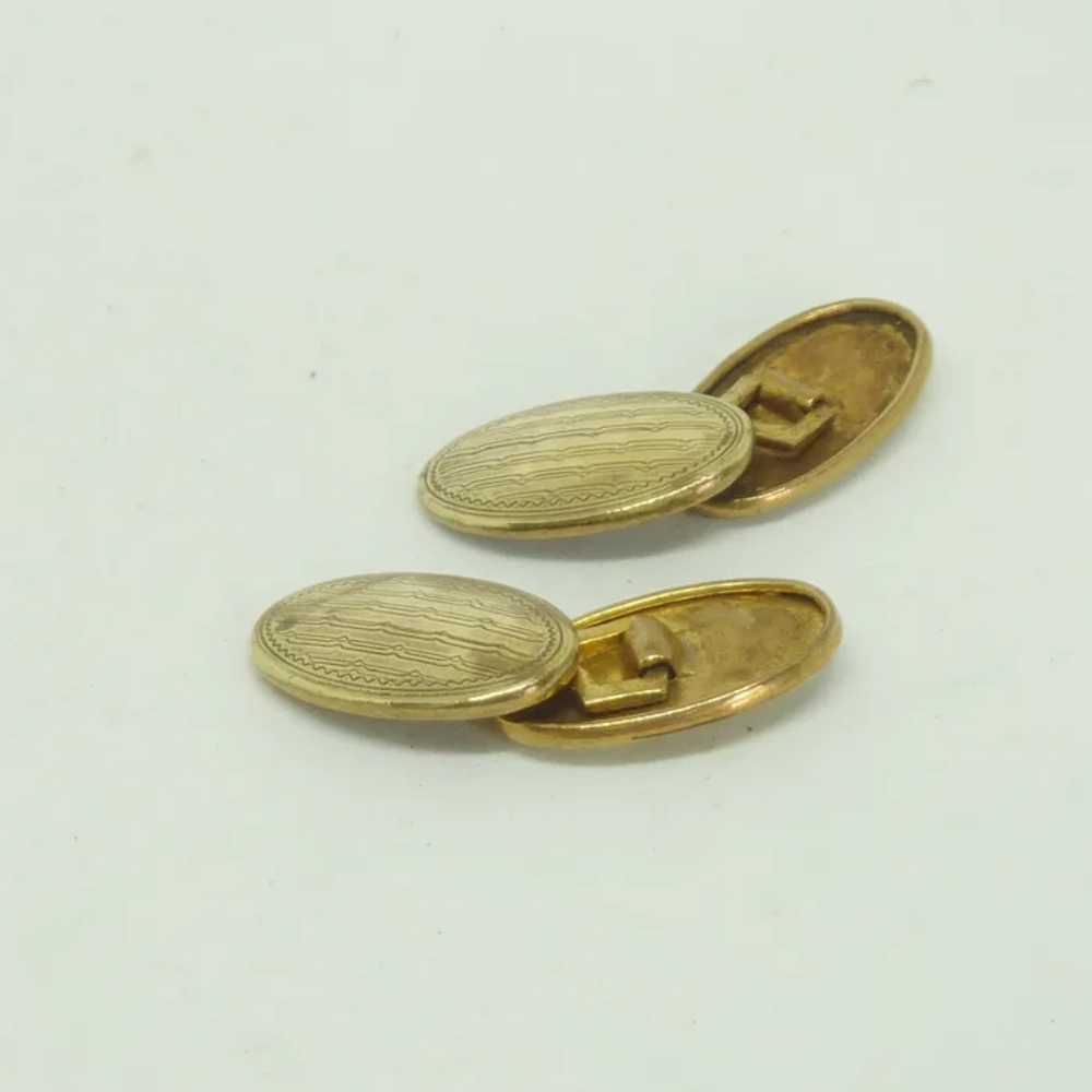 Oval Double Sided Gold Tone Cufflinks Cuff Links - image 4