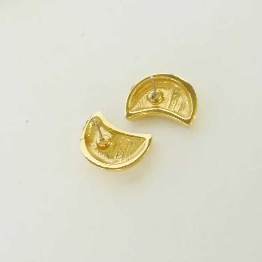 Gold Tone Napier Half Moon Pierced Earrings - image 3