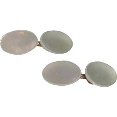 Oval Mother Of Pearl Cuff Links Cufflinks - image 1