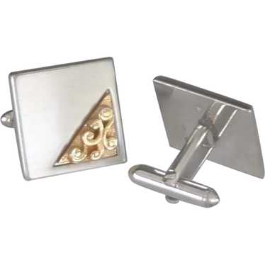 Swank Silver Gold Two Toned Square Cufflinks