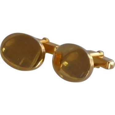 Anson Plain Polished Gold Tone Oval Cufflinks Cuf… - image 1