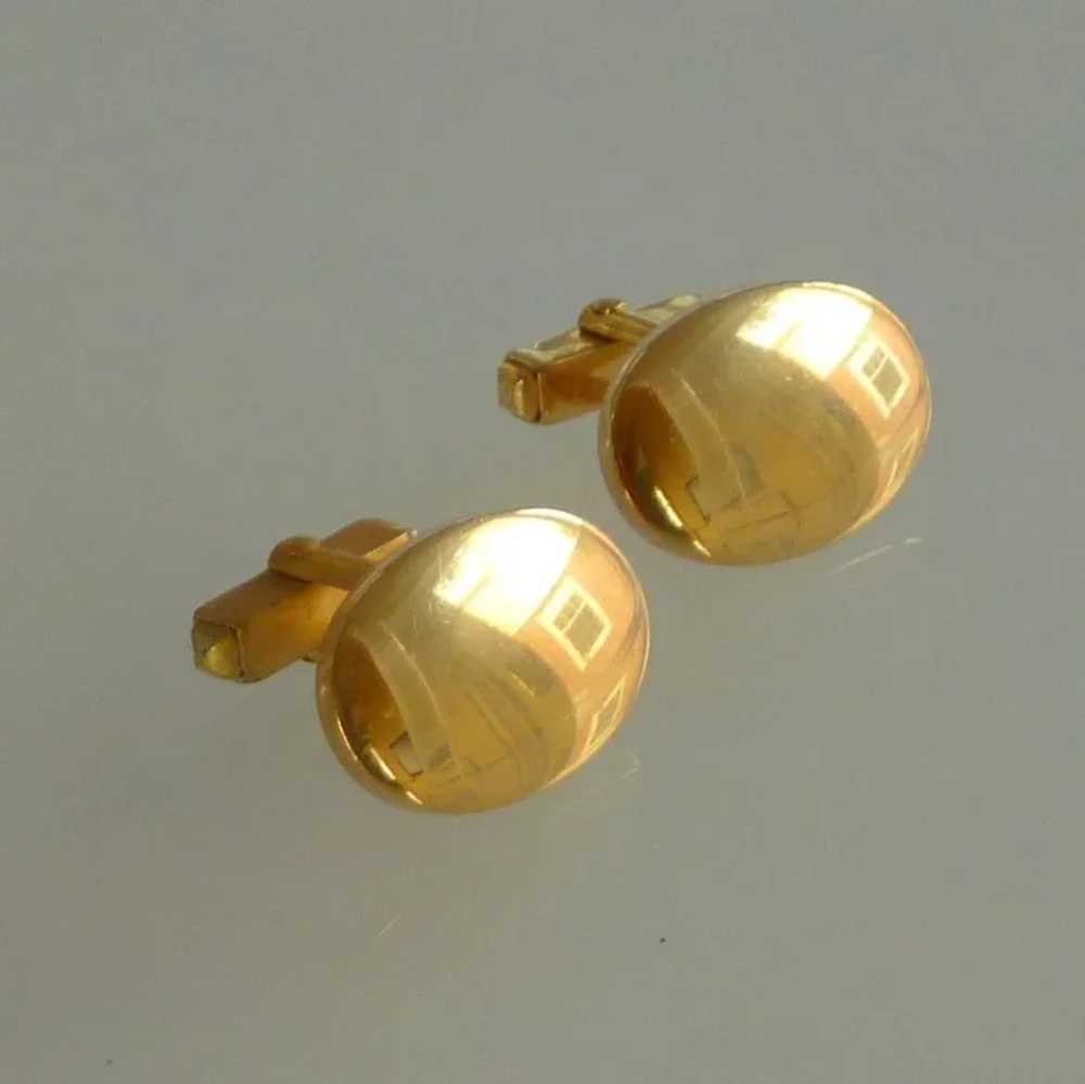 Anson Plain Polished Gold Tone Oval Cufflinks Cuf… - image 2