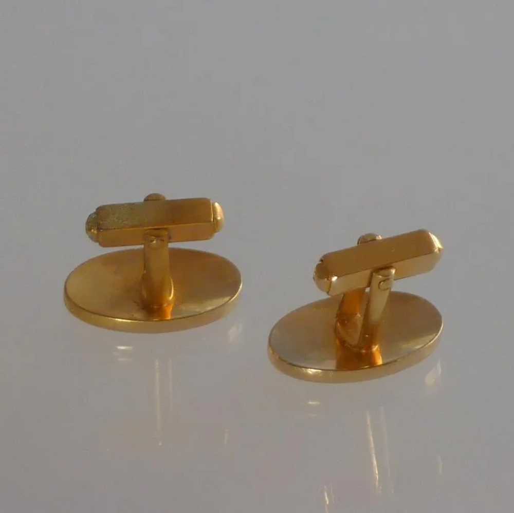 Anson Plain Polished Gold Tone Oval Cufflinks Cuf… - image 3
