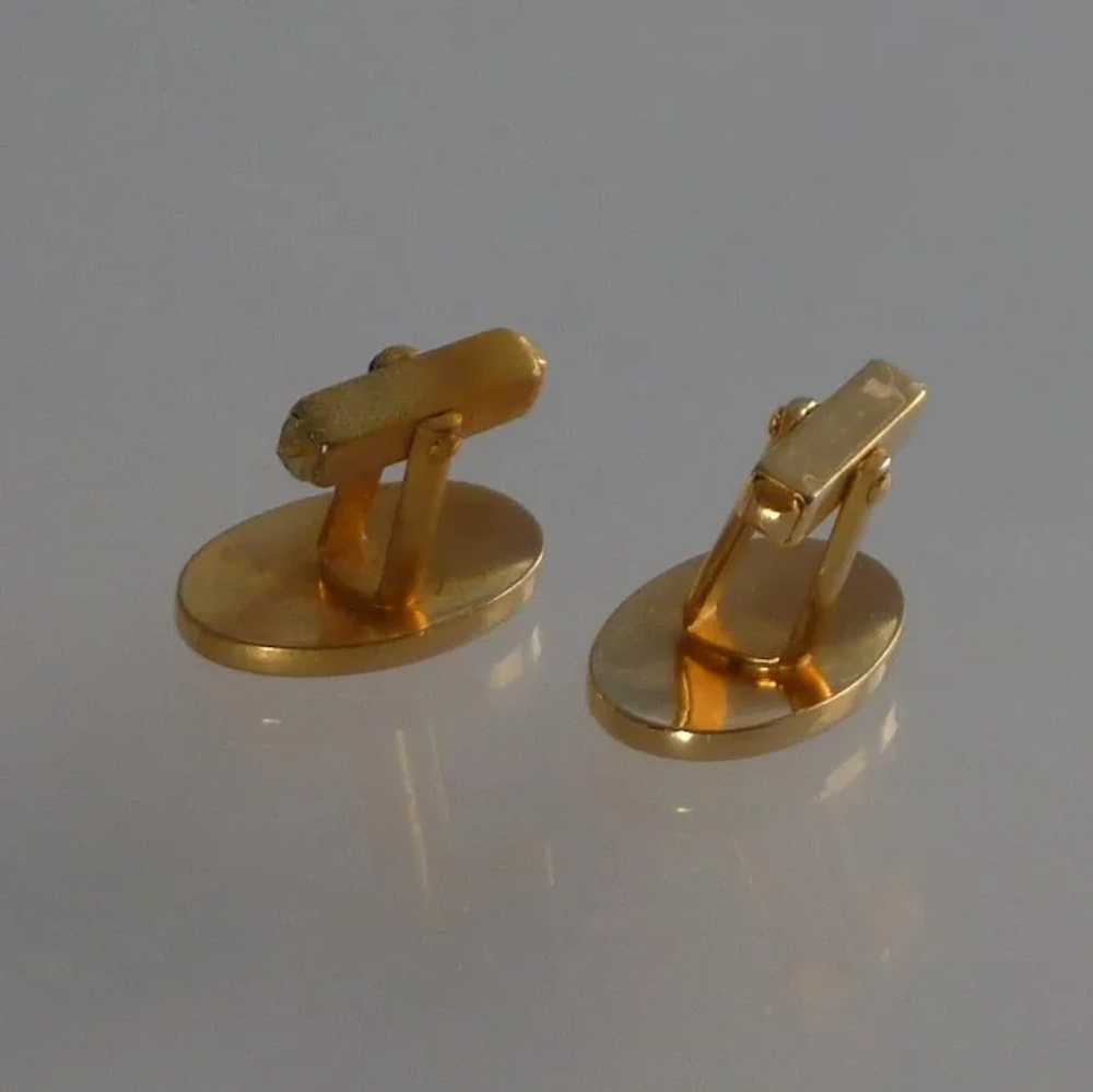 Anson Plain Polished Gold Tone Oval Cufflinks Cuf… - image 4
