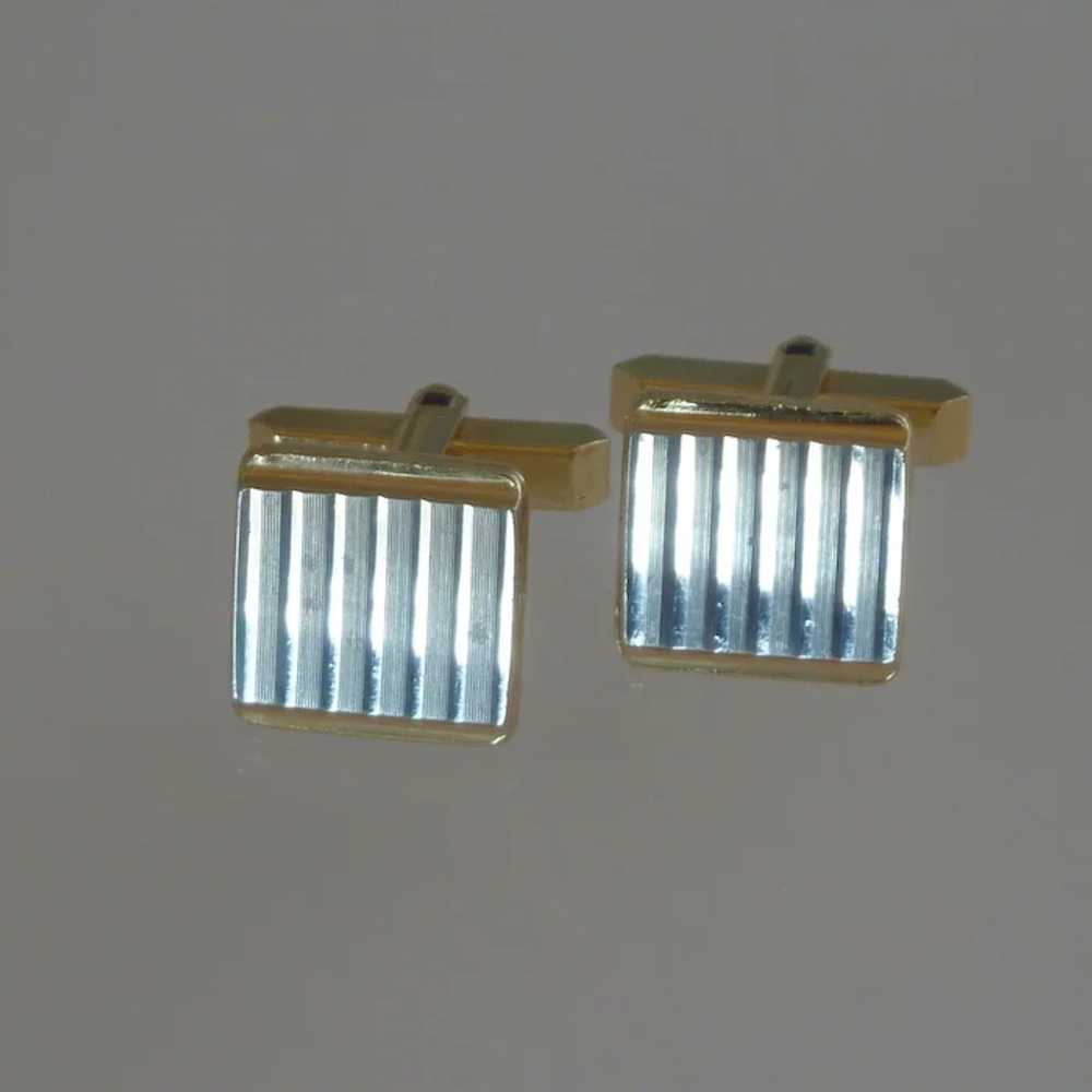 Small Silver and Gold Tone Square Cufflinks Cuff … - image 2