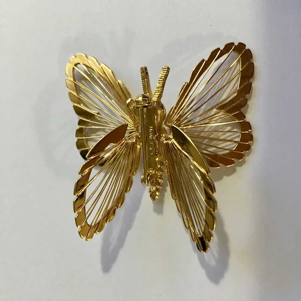 Monet Butterfly Pin Brooch Gold-tone Shiny Wire F… - image 2