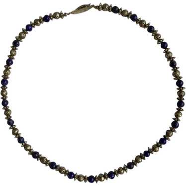 Vtg. Designer Dobbs Sterling & Chevron Beaded Necklace - 18 Long / 17.6  Grams