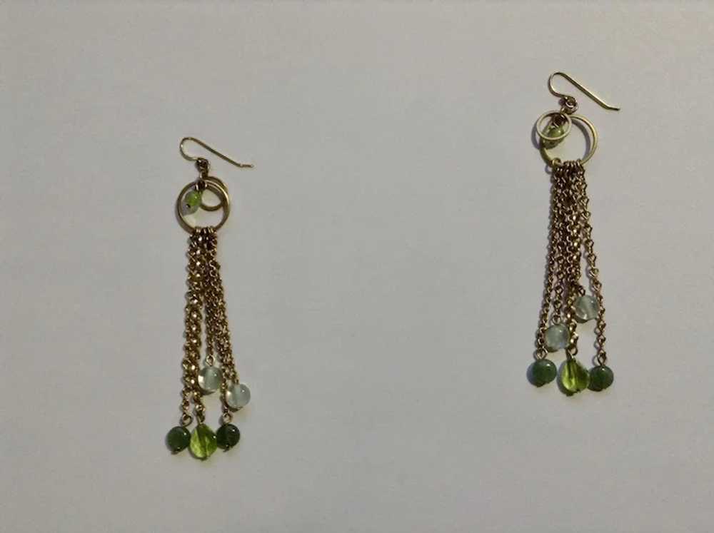 Dangling Gold-Tone Chains with Green Beads Hang f… - image 3