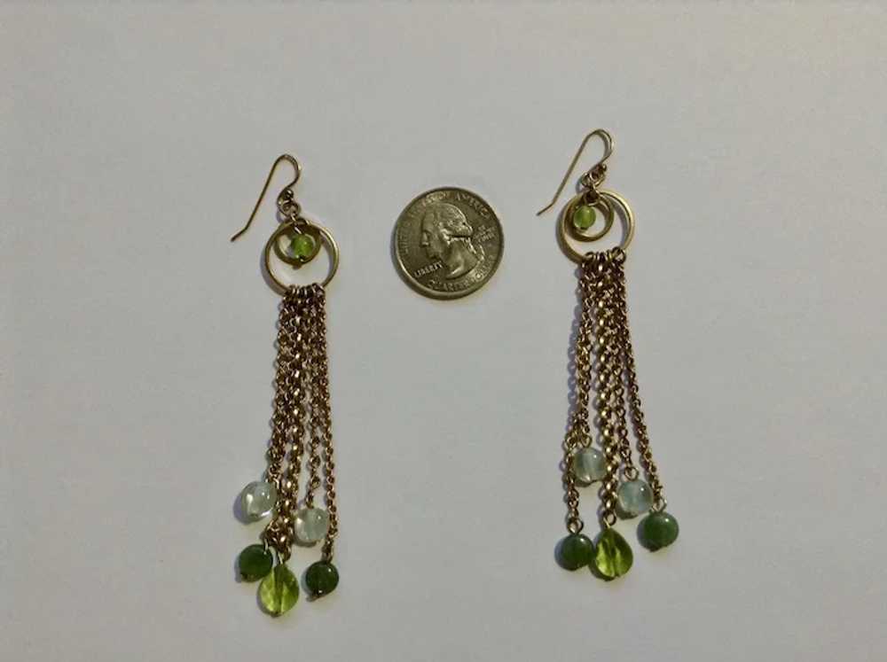 Dangling Gold-Tone Chains with Green Beads Hang f… - image 5