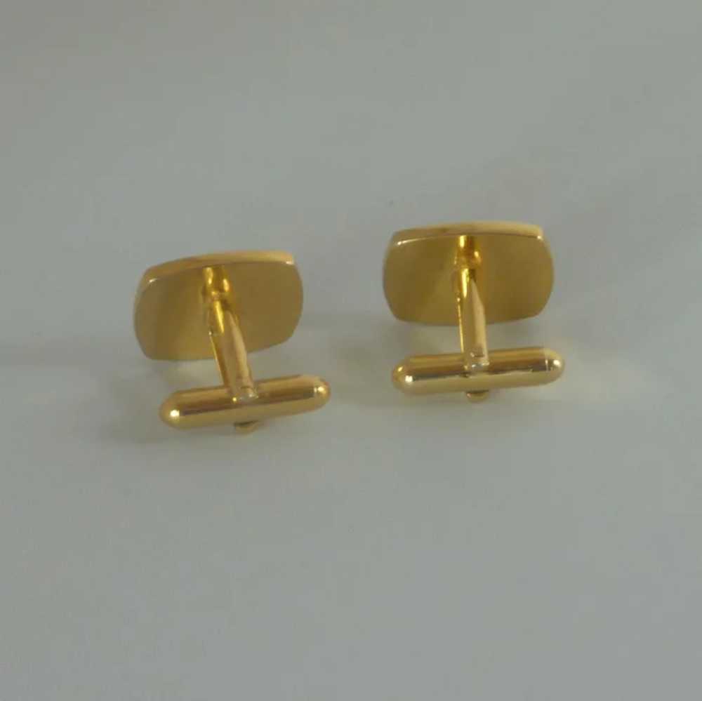 Black Enamel in Gold Tone Cuff Links Cufflinks - image 3