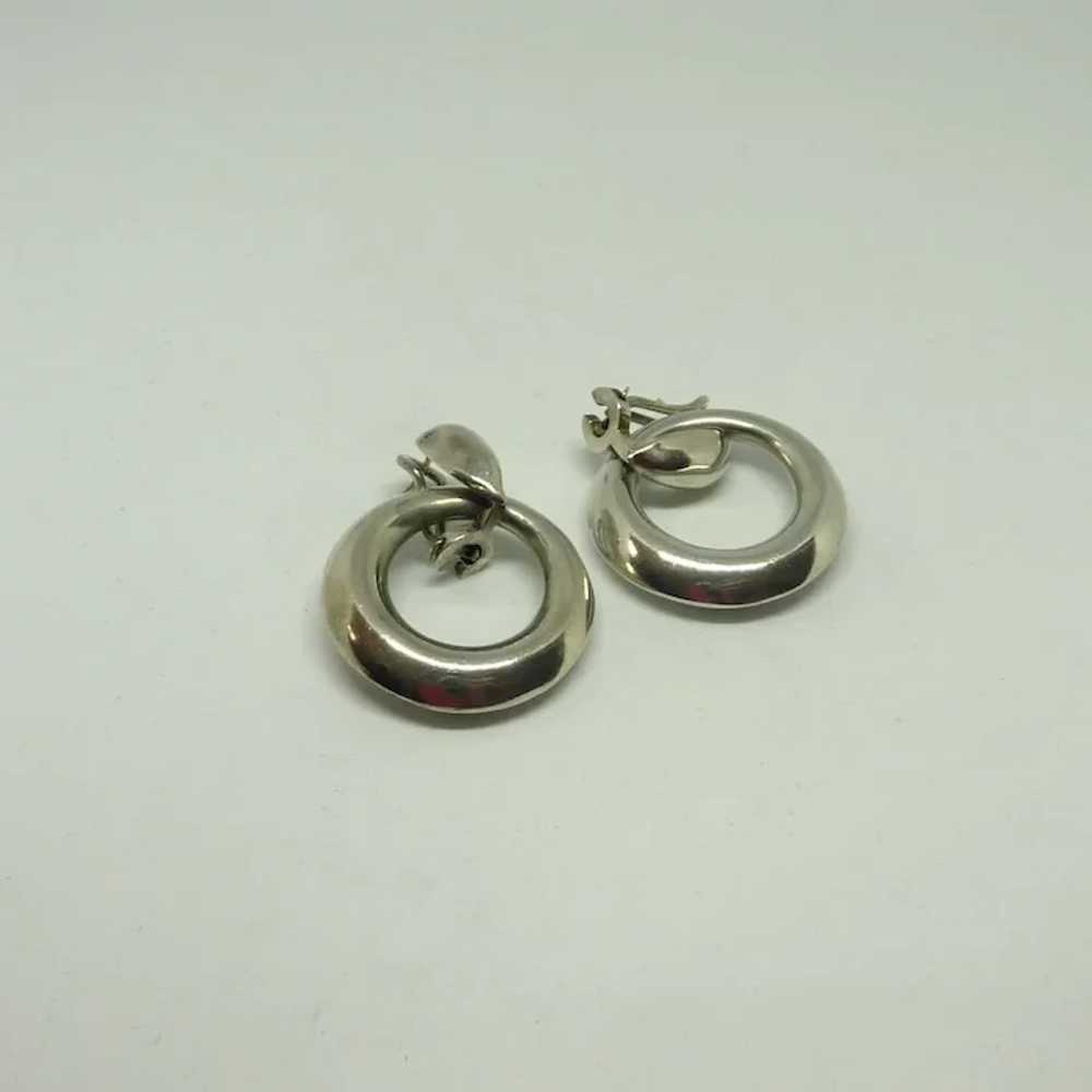 Sterling Silver Hooped Pierced Earrings - image 3