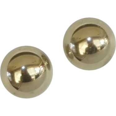 Silver Tone Round Dome Pierced Earrings - image 1