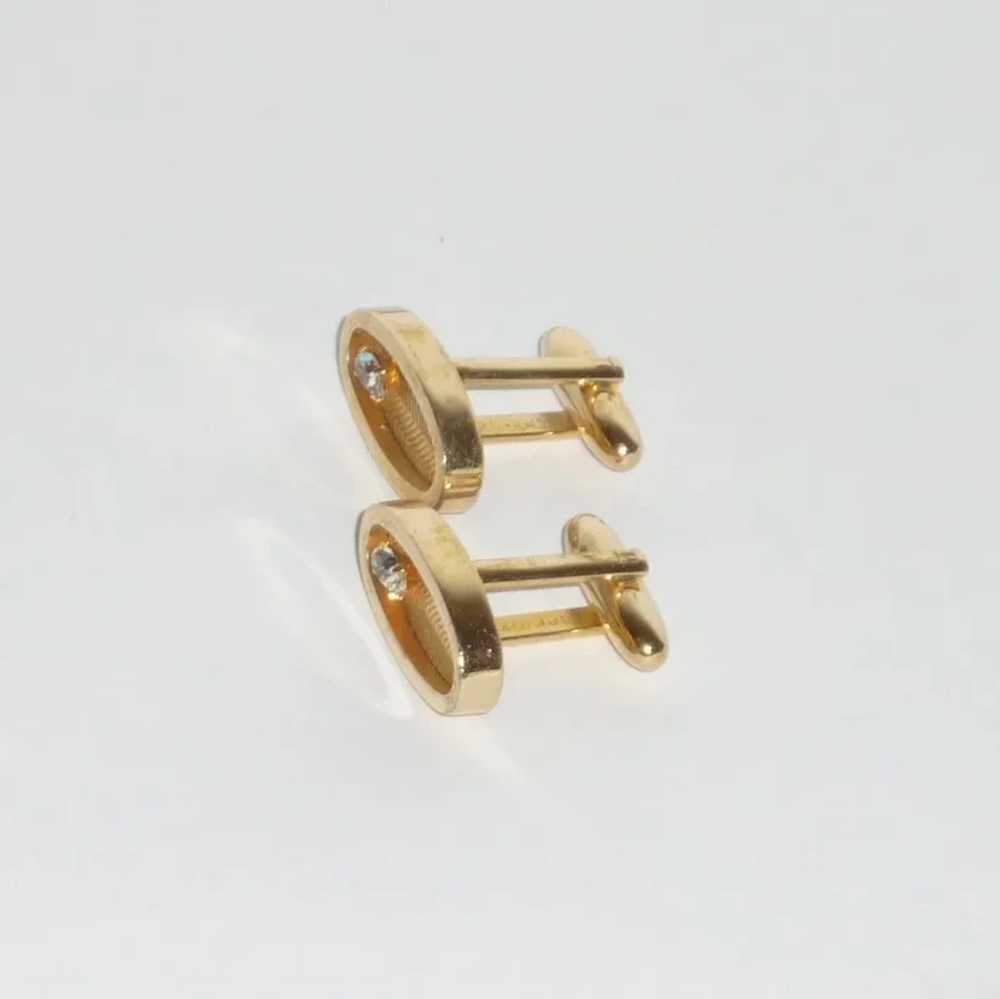 Speidel Gold Tone Diamond Rhinestone Cuff Link Cu… - image 3