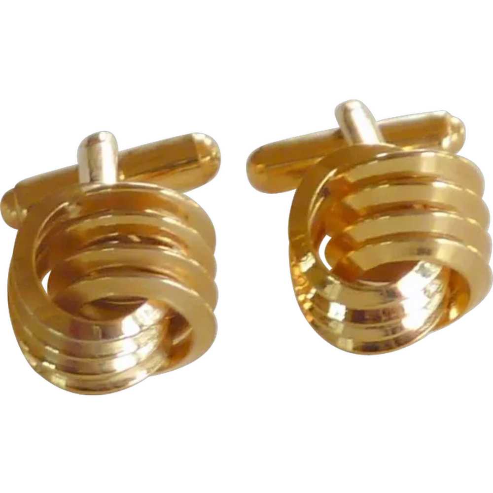 Gold Tone Twisted Knot Cufflinks Cuff Links - image 1