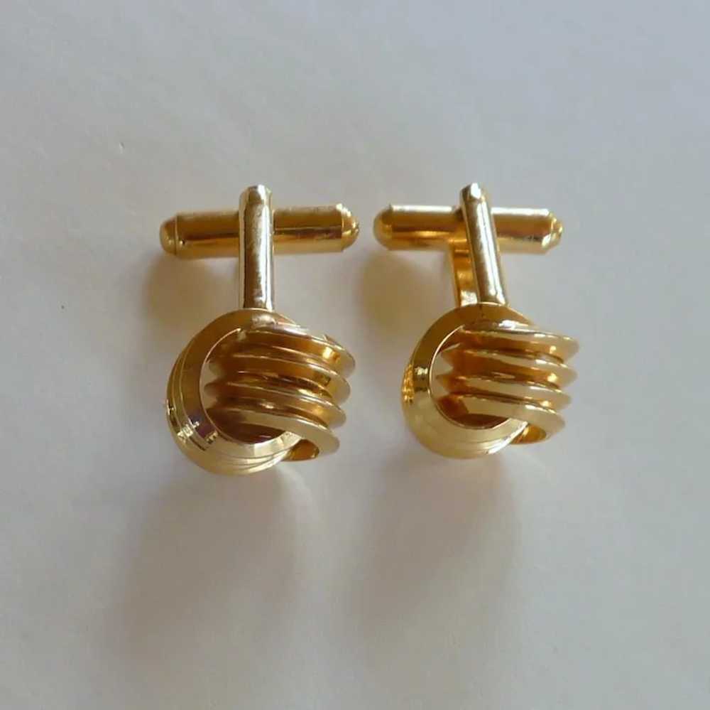 Gold Tone Twisted Knot Cufflinks Cuff Links - image 2