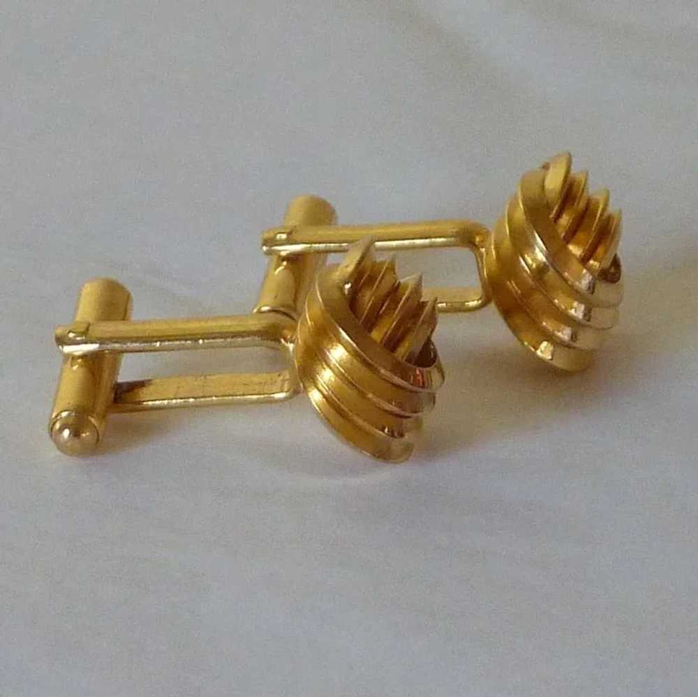 Gold Tone Twisted Knot Cufflinks Cuff Links - image 3