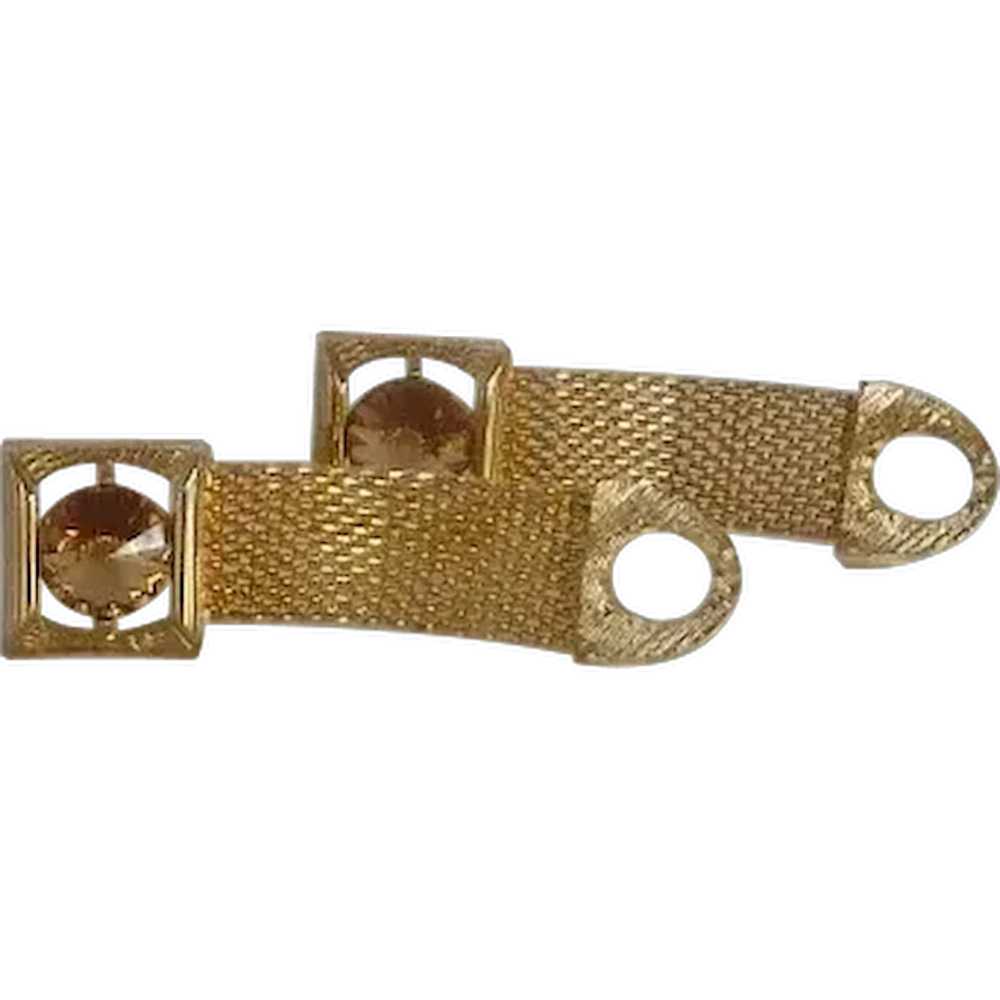 Gold Tone Amber Rhinestone Wrap Arounds Cuff Link… - image 1