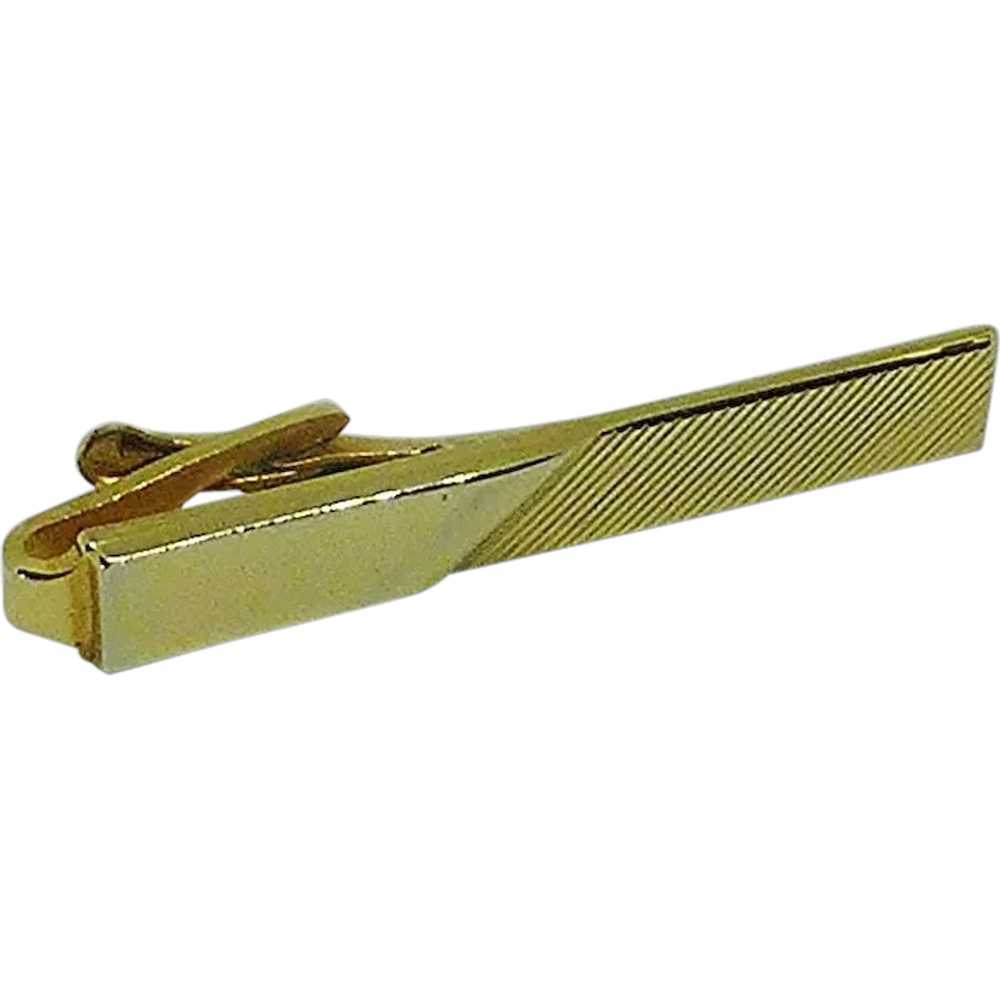 Gold Tone Handsome Alligator Clip Tie Bar - image 1