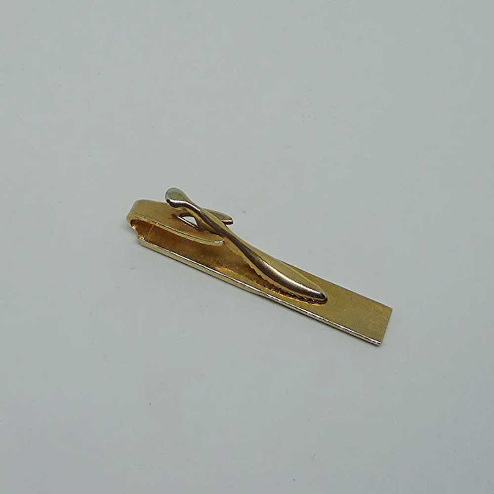 Gold Tone Handsome Alligator Clip Tie Bar - image 2