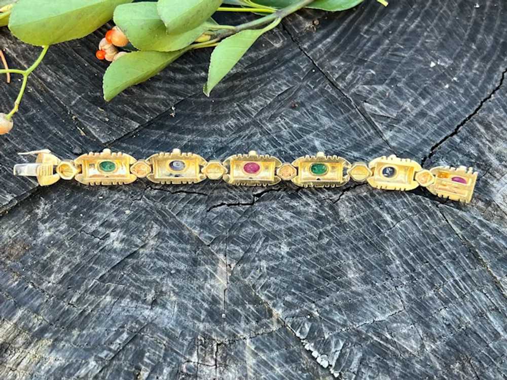 18K Yellow Gold Multi Gem Cabochon Bracelet - image 8