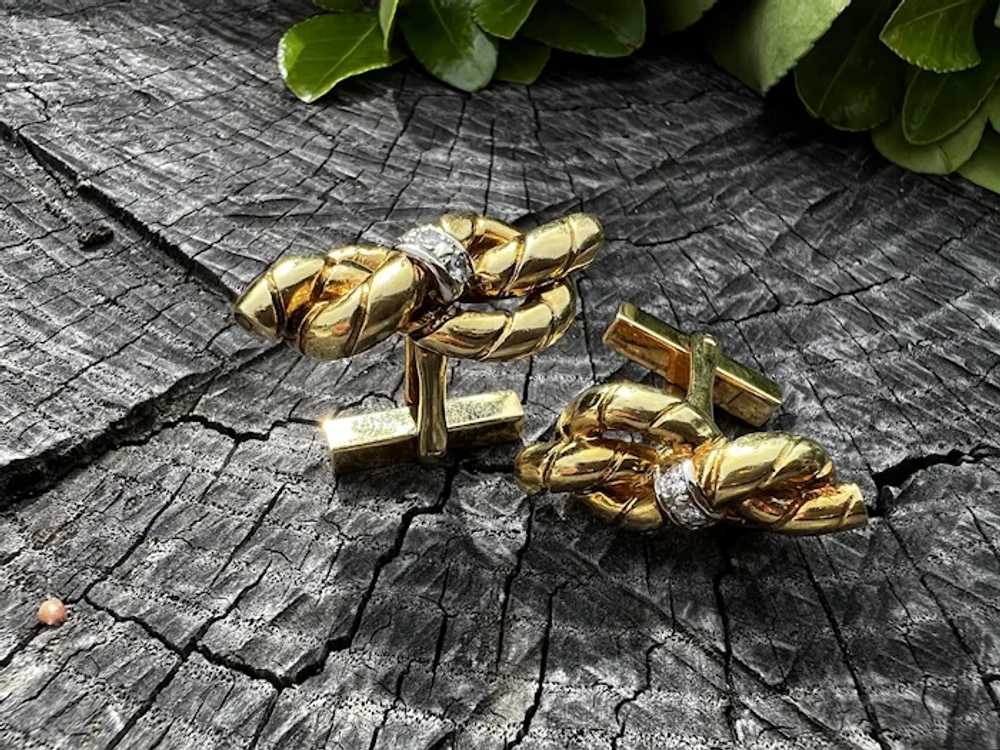 Tiffany & Co. 18k Yellow Gold and Diamond Cufflin… - image 6