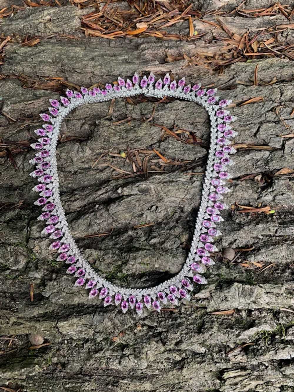 Pink Sapphire and Diamond Dramatic Choker Necklace - image 10