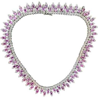 Pink Sapphire and Diamond Dramatic Choker Necklace - image 1