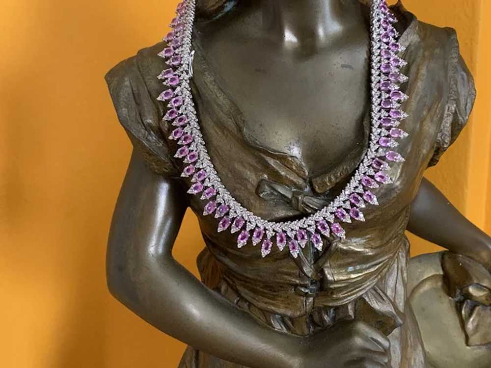 Pink Sapphire and Diamond Dramatic Choker Necklace - image 2