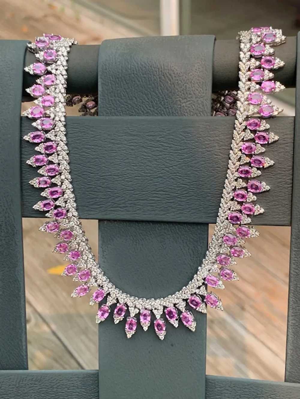 Pink Sapphire and Diamond Dramatic Choker Necklace - image 5