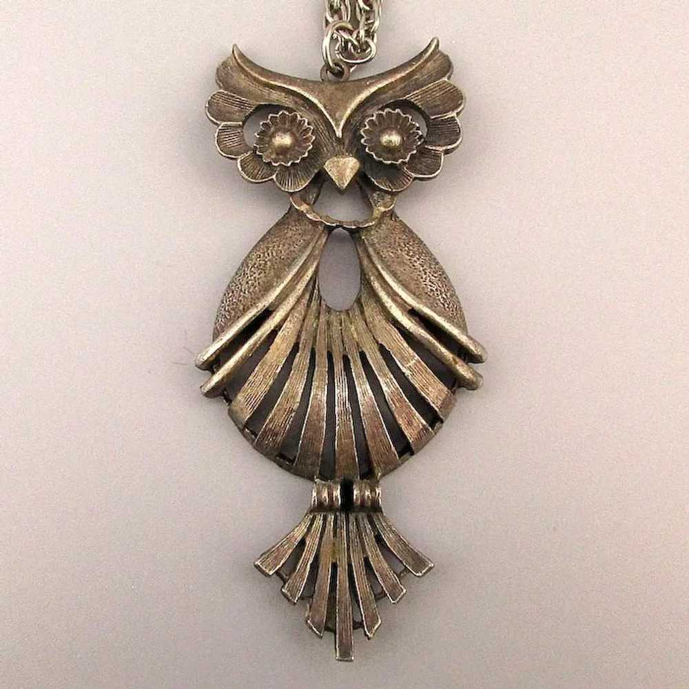 Signed TORINO Figural Owl Pendant Necklace - image 2