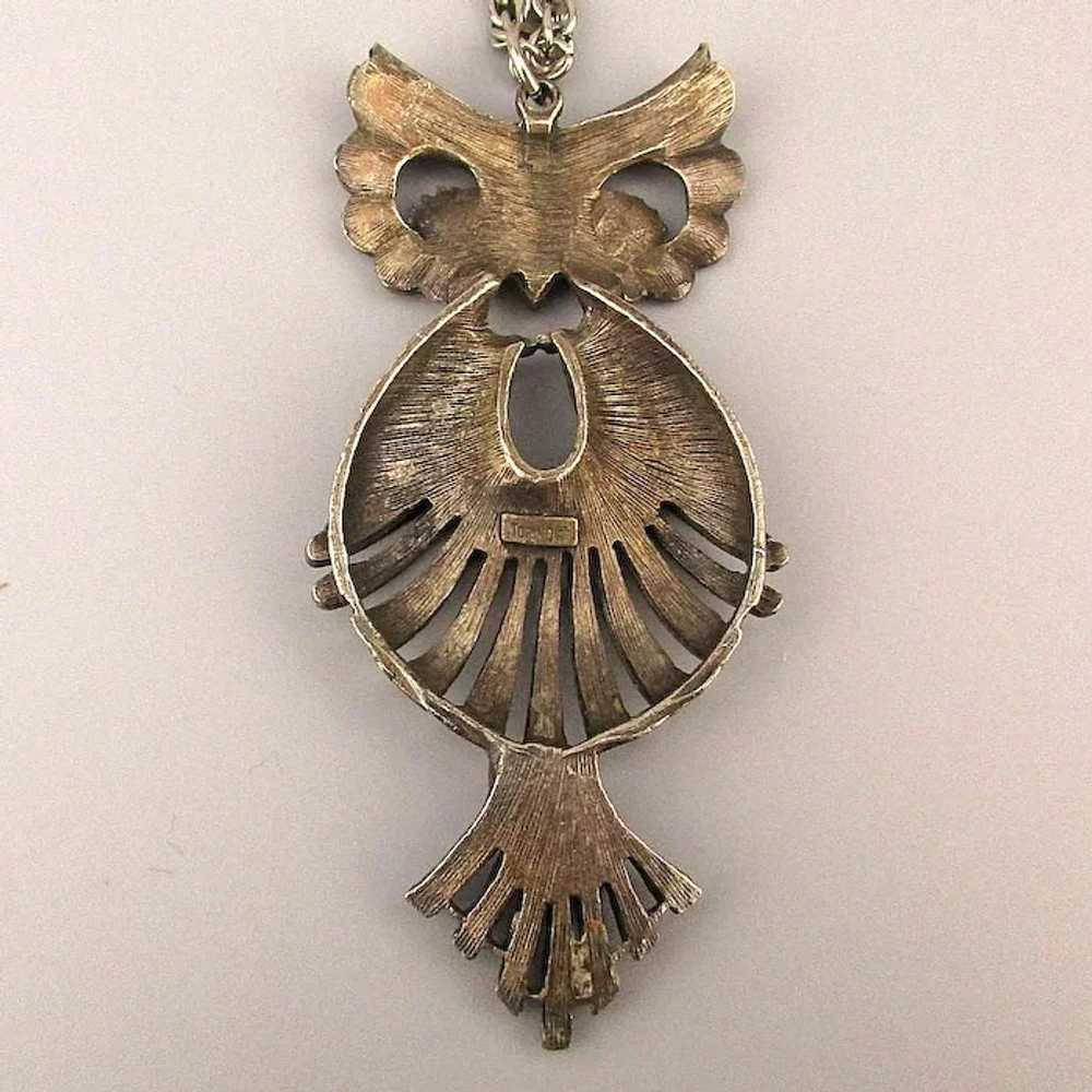 Signed TORINO Figural Owl Pendant Necklace - image 5