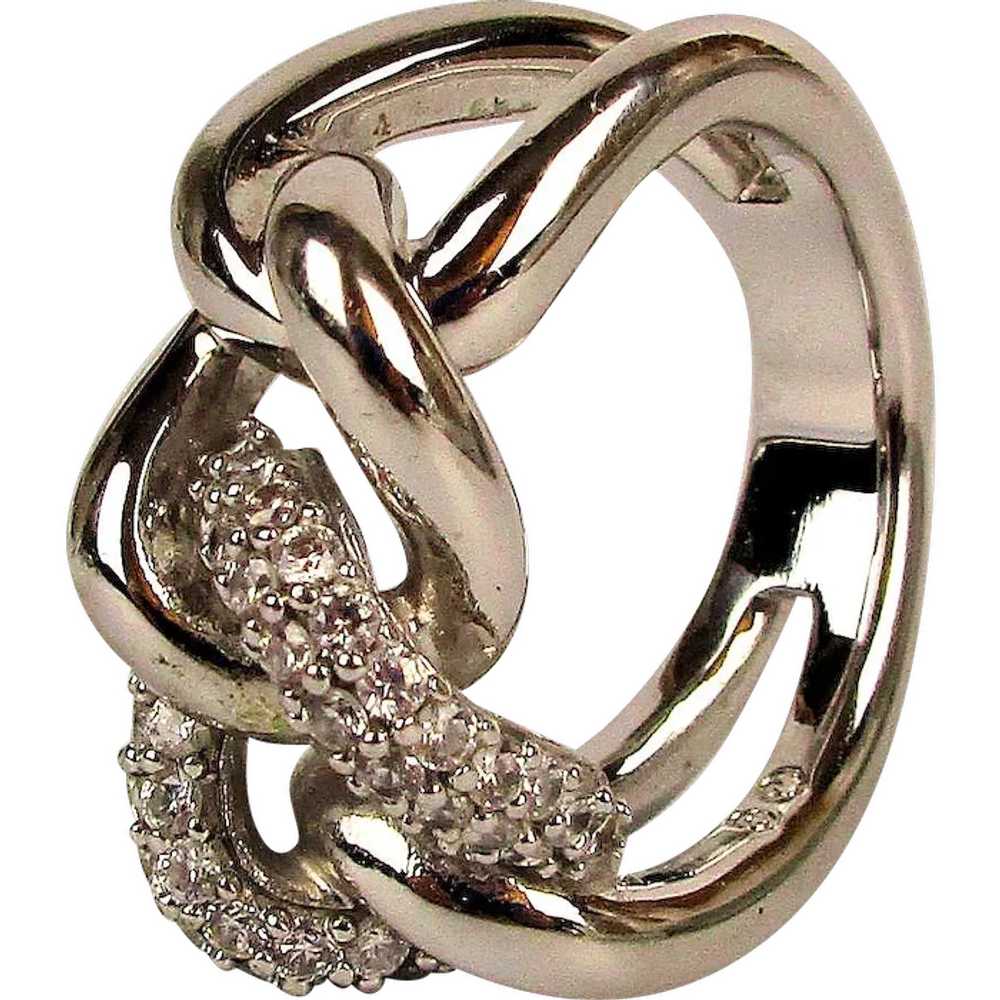 Swarovski Crystal Rhodium Clad Infinity Knot Ring - Gem