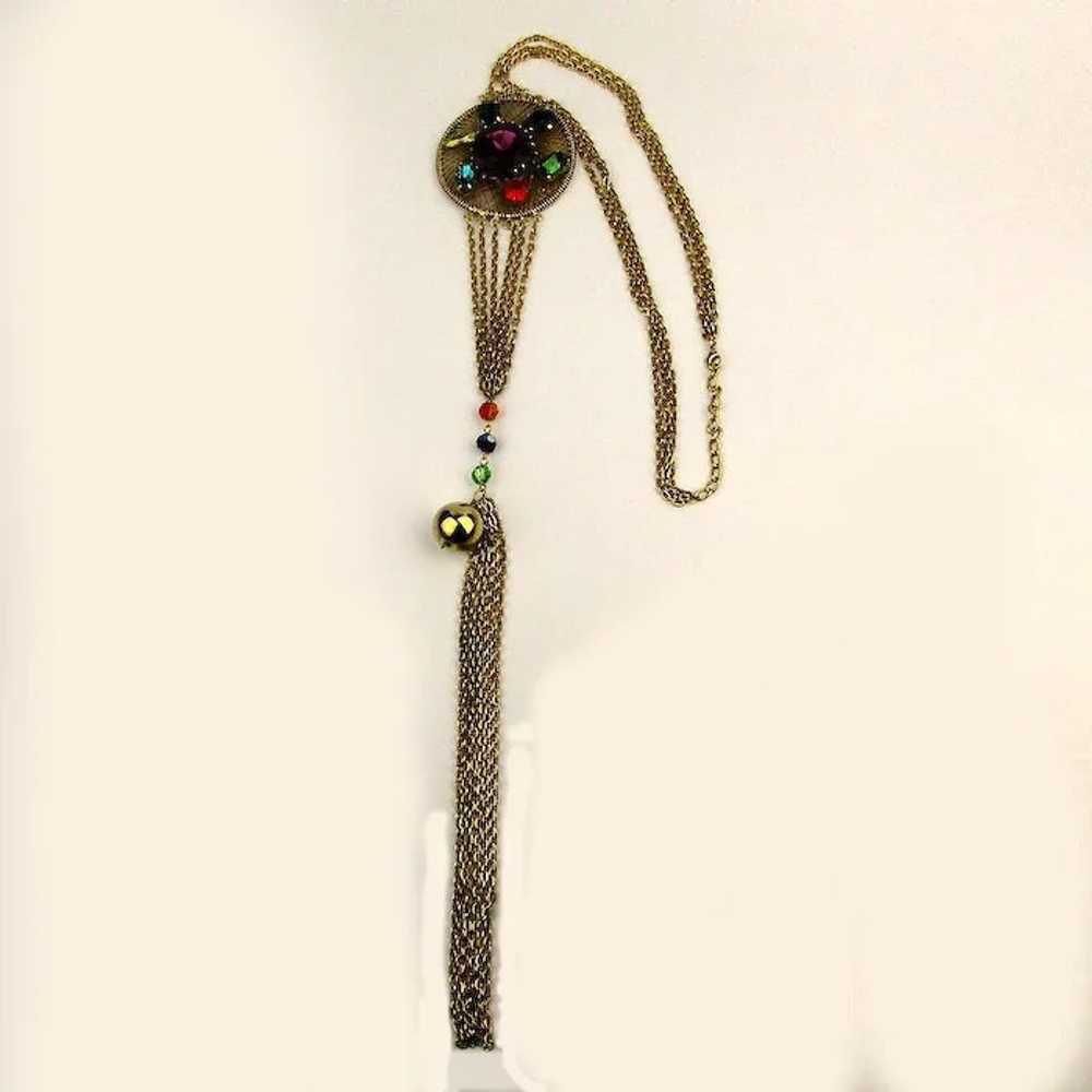 Vintage Very Long Unusual Jeweled Necklace - image 2