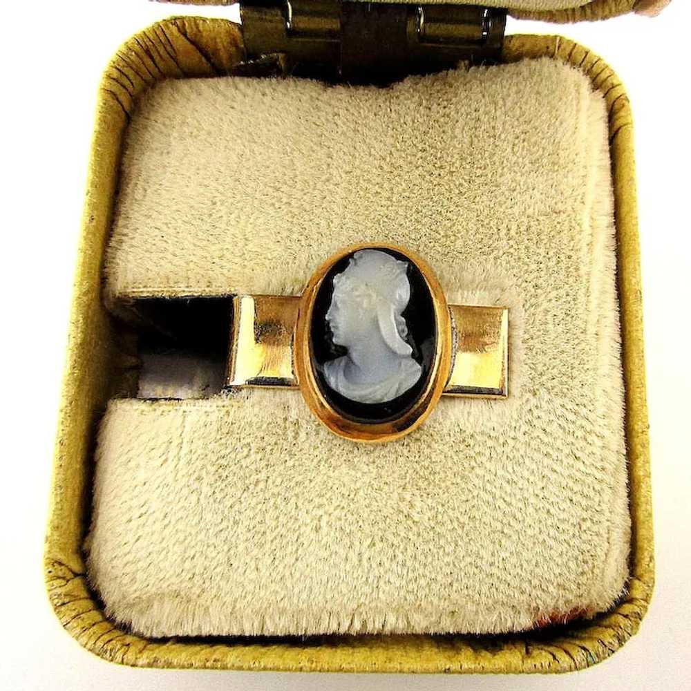 Victorian Style 14K Gold Tie Clasp w/ Hardstone C… - image 2