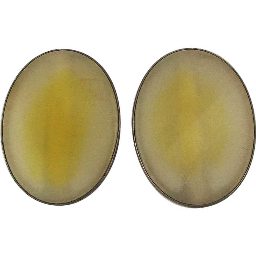 Sterling Silver Citrine Quartz Clip Earrings - Si… - image 1