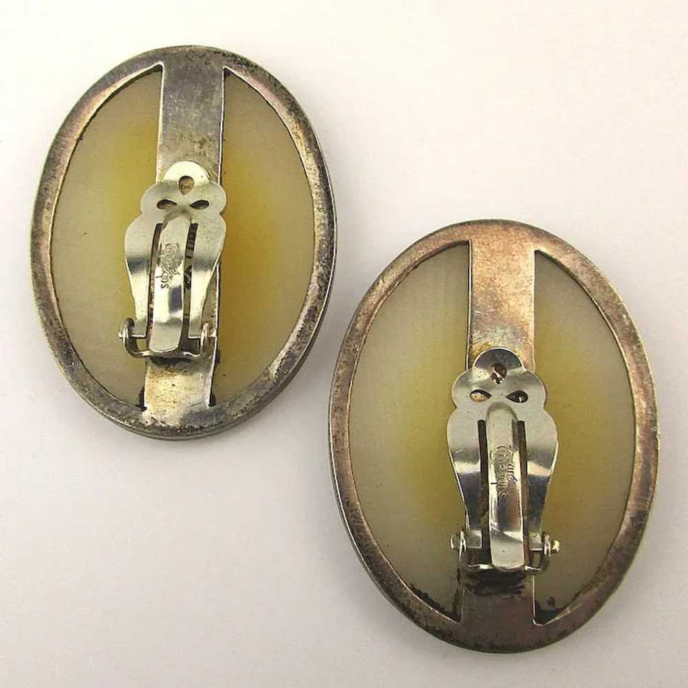 Sterling Silver Citrine Quartz Clip Earrings - Si… - image 3
