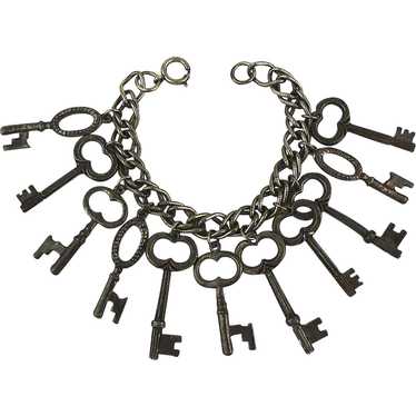 Vintage Skeleton Key Charm Bracelet - image 1