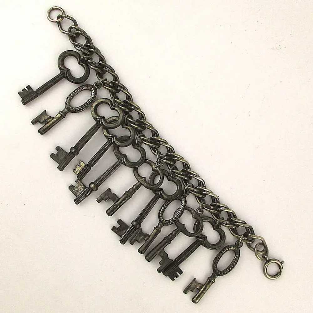 Vintage Skeleton Key Charm Bracelet - image 2