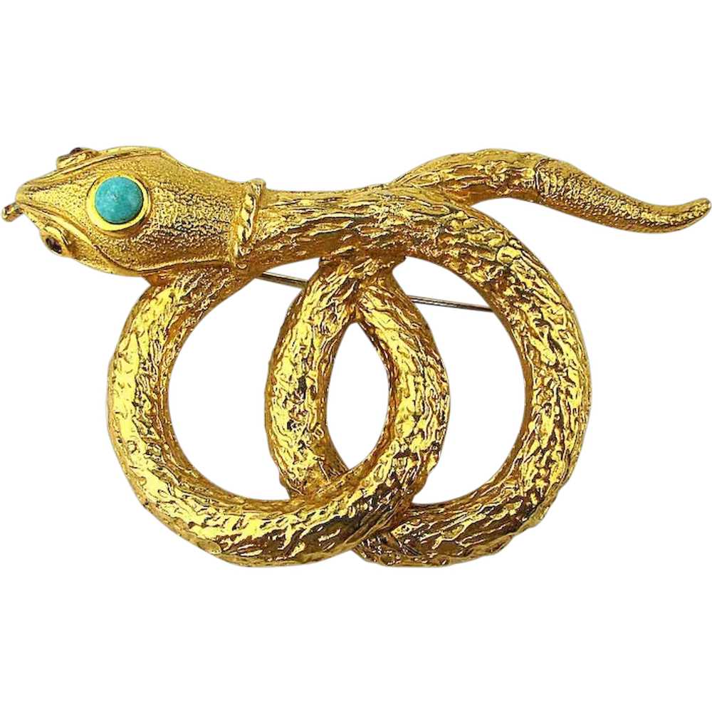 Gilded Snake Pin in Pretzel Pose - image 1