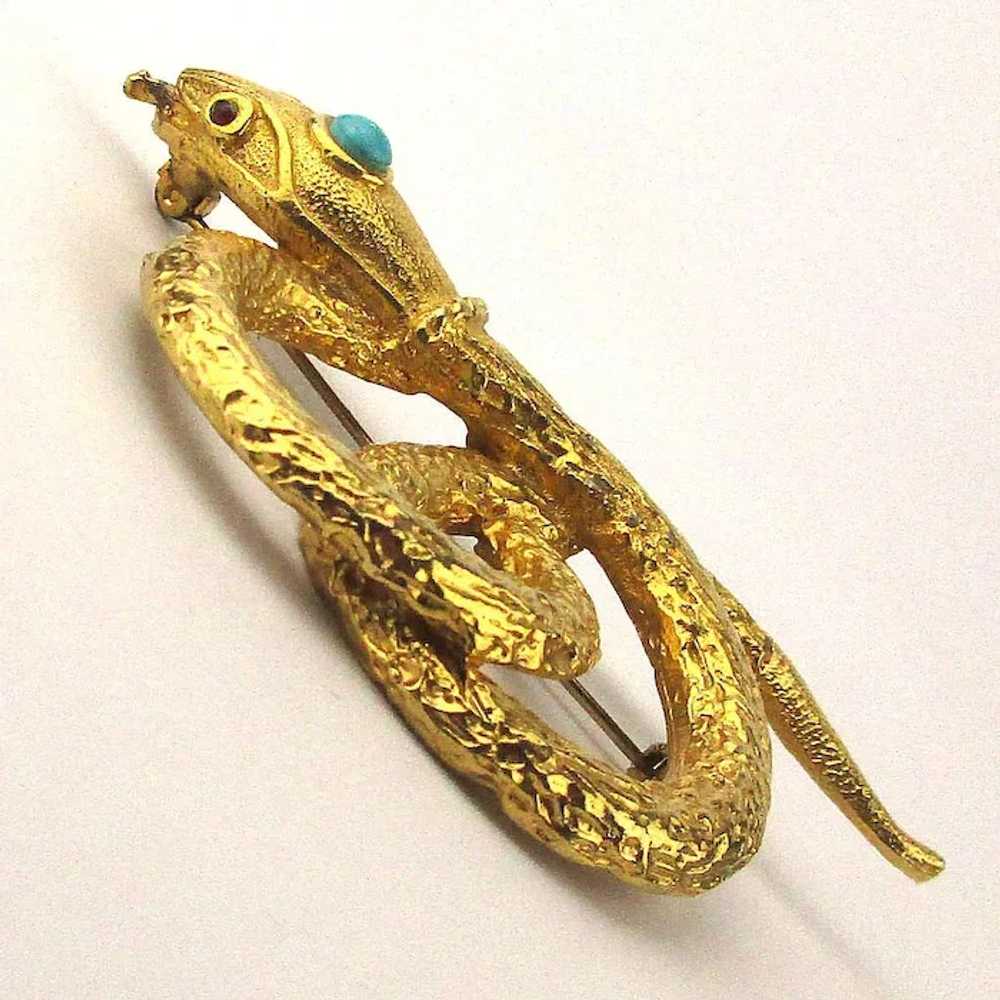 Gilded Snake Pin in Pretzel Pose - image 2