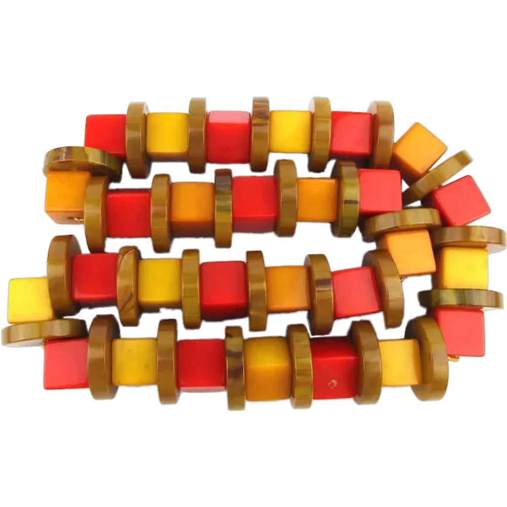 Awesome Bakelite Cubes n Circles Necklace - Multi… - image 1