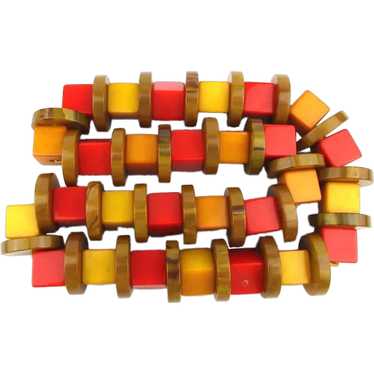 Awesome Bakelite Cubes n Circles Necklace - Multi… - image 1