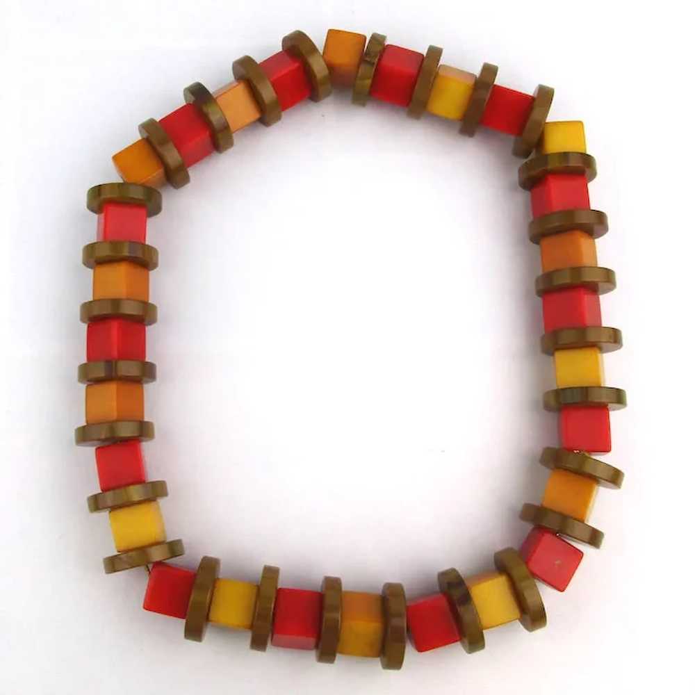 Awesome Bakelite Cubes n Circles Necklace - Multi… - image 2